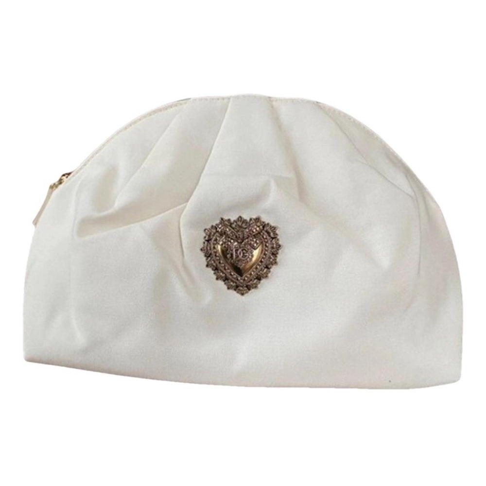 DOLCE & GABBANA Cloth clutch bag from the iconic "DEVOTION" line in cream